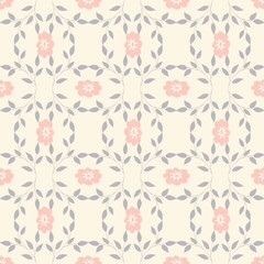 Fototapeta premium Floral Pastel Leaves Trellis Vector Seamless background pattern