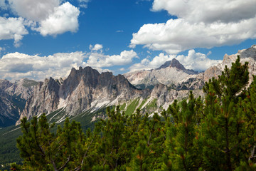 the picturesque mountain range of the Dolomites summer