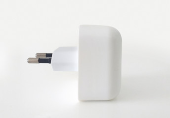 Side view of white indoor anti insect repellent isolated on white background. Electronic device to fight pests through ultrasound in a safe and ecological way.