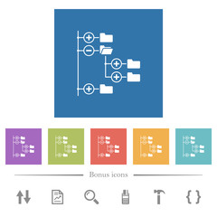 Naklejka premium Directory browser flat white icons in square backgrounds