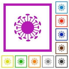 Corona virus flat framed icons