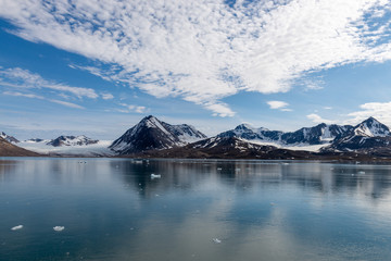 Fototapeta na wymiar Arctic landscape with mountain and glacier in Svalbard in summer time