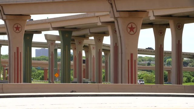 Dallas Highway Columns with the Texas Lone Star Symbol in Super Slow Motion