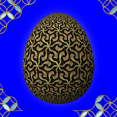 Colorful 3D easter egg with frame on blue background