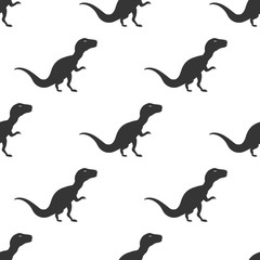 Silhouette Icon Dinosaurs Seamless Pattern. Vector