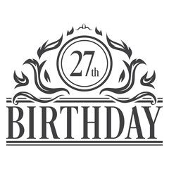 27th Birthday celebration vintage vector