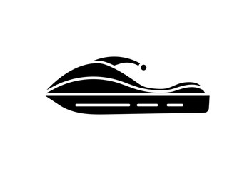 Jet ski icon. Black silhouette isolated on white background.  Vector illustration for web design.