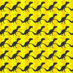 Cartoon Dino Silhouette Icon. Pattern Background Wallpaper	