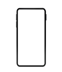 Realistic mock-up front of smart phone empty screen 3D rendering isolated on white background . clipping path