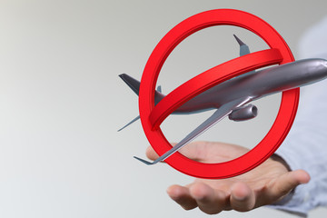 travel with plane prohibited warning sign .