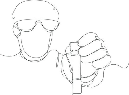 recommend clip art: medico preleva un tampone, disegno stile linea singola continua