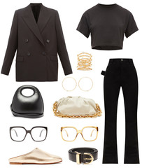 Beautiful collage of fashionable clothes, shoes and accessories for women
