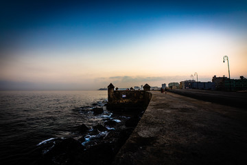 Scenic view of El Malecon, Havana, Cuba