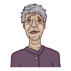 Vector Cartoon Character - Old Woman. Female Retired Person Portrait.