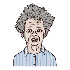 Vector Cartoon Character - Old Woman. Female Retired Person Portrait.