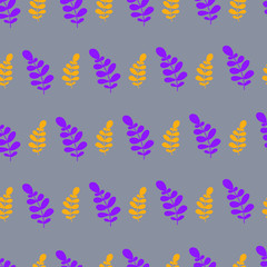 Vector flat tropical leaves pattern. Seamless botanic hand-drawn texture. Repeated pattern can be used for wallpaper, pattern, backdrop, surface textures.