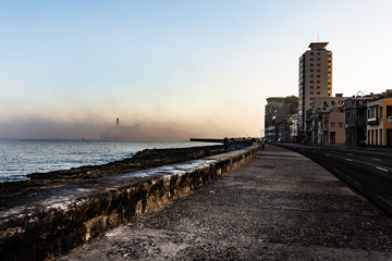 Scenic view of El Malecon, Havana, Cuba