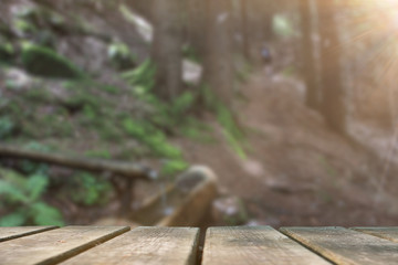 Empty wooden base suitable for mockup. Nature theme.