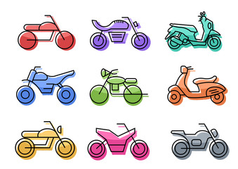 flat icons set,transportation,Motorcycle,vector illustrations