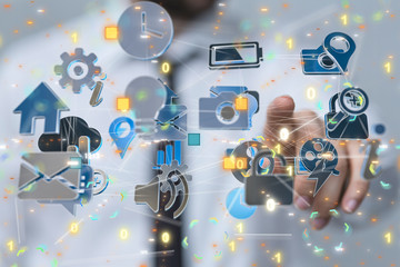 code data concept in hand digital 3d