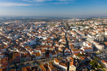 Caldas da Rainha City, Portugal. February, 2020 aerial view. Fruit Square