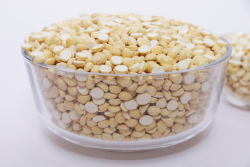 Group of a nutritious roasted gram in a bowl on a white background