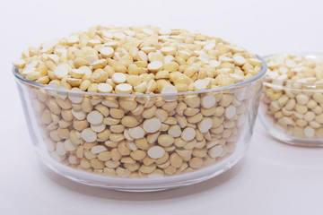 Group of a nutritious roasted gram in a bowl on a white background