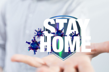 Stay home digital stay safe 3d.