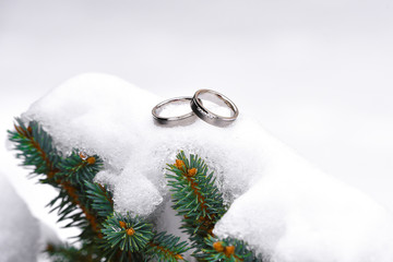 Winter wedding - snow rings