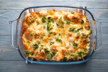 hot casserole in a glass pan