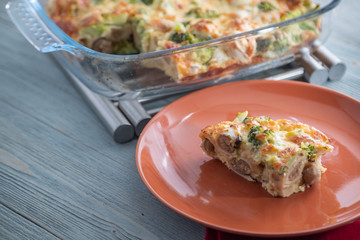 hot casserole in a glass pan