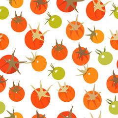 Colorful tomato fruit vector seamless pattern