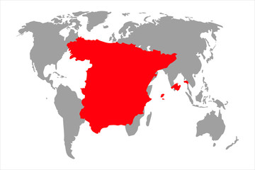 Spain map on a world map. EPS 10
