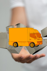 Transport Cardboard boxes, logistics and delivery concept digital  3d.