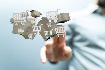 Transport Cardboard boxes, logistics and delivery concept digital  3d.