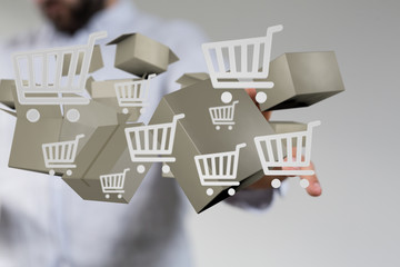 Transport Cardboard boxes, logistics and delivery concept digital  3d.