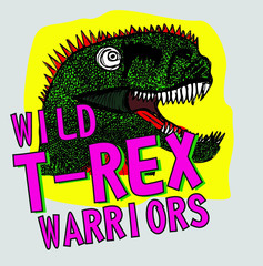 Dinosaur tshirt print and embroidery graphic design vector art