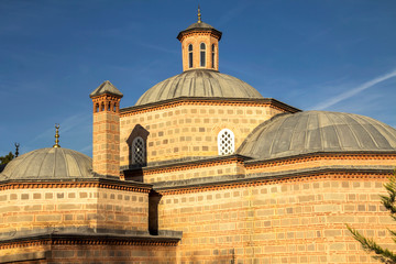 Fototapeta na wymiar Karacabey Mosque built by Karacabey in the 15th century; the mosque, tomb and foundation, which are now situated in the campus of the Hacettepe University,