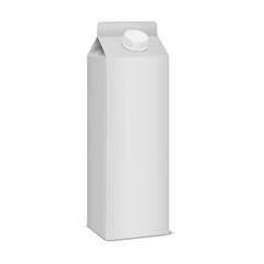 White blank gable top carton package,  realistic vector mock-up. Milk box with screw cap,  mockup. Template for design