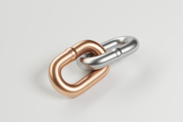 Chain link icon isolated on white background. 3d rendering - illustration.