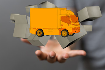 Transport Cardboard boxes, logistics and delivery concept digital  3d.