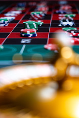 Roulette table close up at the Casino - Selective Focus