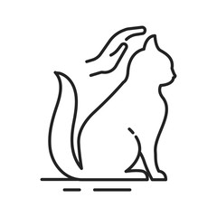 Cat care black line icon. Improving the life of cats. Actions aimed at their care. Pictogram for web page, mobile app, promo. UI UX GUI design element. Editable stroke.