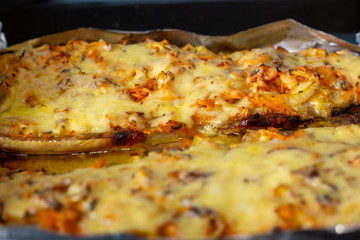 delicious baked fish with vegetables in foil