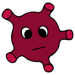 Virus, bacterium, microbe, pathogen. Color vector illustration. Microorganism on an isolated background. Medical topics. Coronavirus. The spread of a dangerous infection. Cartoon style.