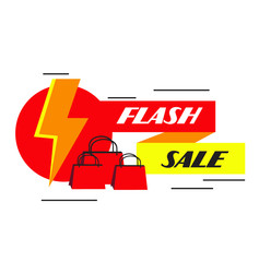 Simple flash sale illustration with shopping bag and bolt isolated on light background