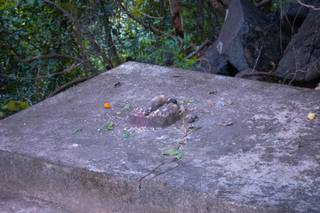 foot step structure of a Hindu God placed in a religious place