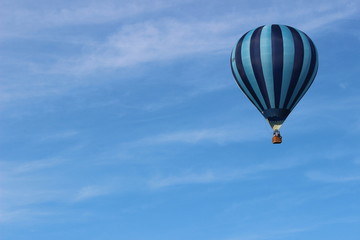 Fototapeta premium Blue Hot Air Balloon Close Up. Light and dark blue stripes