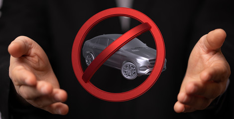 car ban sign symbol 3d