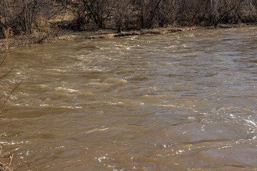 
Stormy river in the spring. Siberian landscape